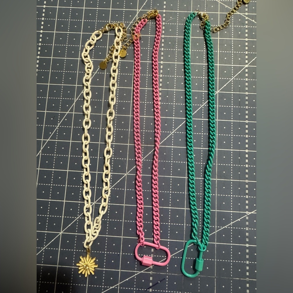 Treasure Jewels 3 laminated necklaces. 22”-24” with extension. NWOT!